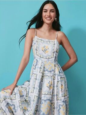 Loft Lemon Spaghetti Strap Maxi Dress